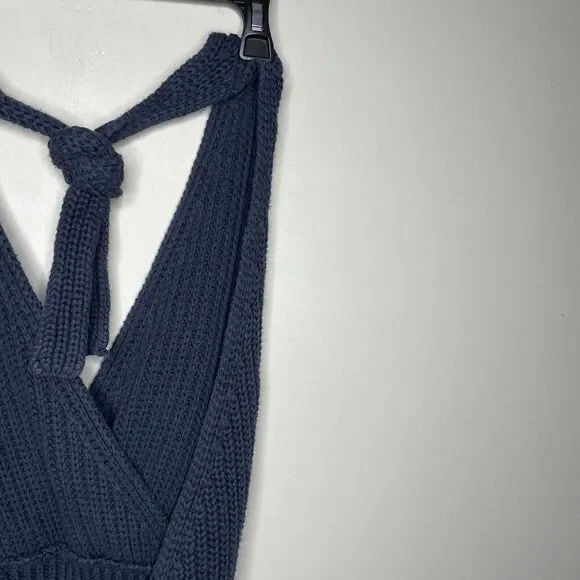 NICHOLAS Halter Dress Women XS Blue Knit Sweater Cotton Blend Mini - Picture 7 of 14